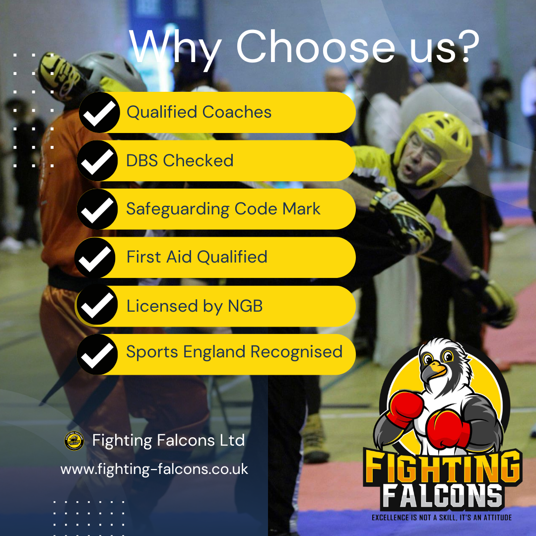 Why choose us — qualified coaches, DBS checked, Safeguarding Code Mark, first aid qualified, licensed by NGB, Sports England recognised